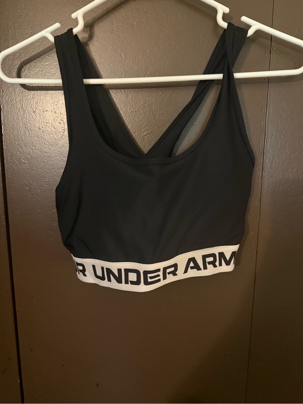 Under Armour Black Sports Bra with White Branded Band